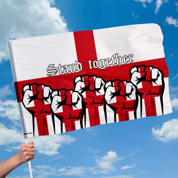 St George Fists Raised Flag with sleeve - Add Text - 4 Sizes!