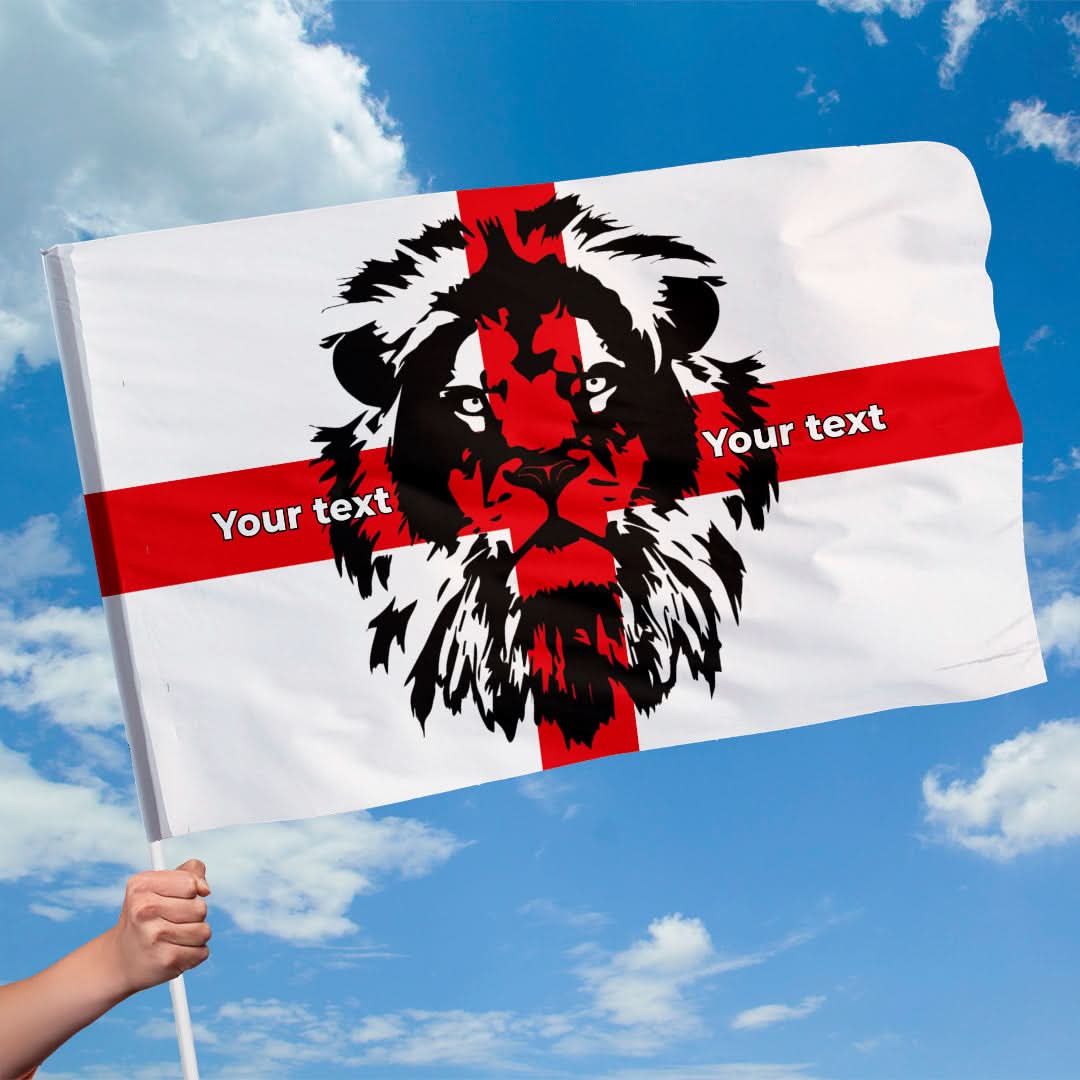 St George with Lion Stencil Flag with sleeve - Add Text - 4 Sizes!