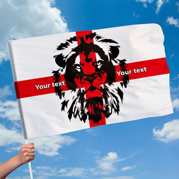 St George with Lion Stencil Flag with sleeve - Add Text - 4 Sizes!