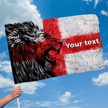 Grunge Lion on a St George Flag with sleeve - Add Text - 4 Sizes!