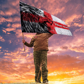 Grunge Lion on a St George Flag with sleeve - Add Text - 4 Sizes!