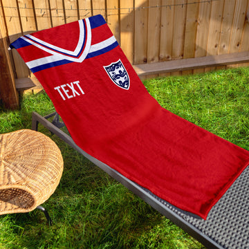 England - 1982 Away - Personalised Lightweight, Microfibre Retro Beach Towel - 150cm x 75cm