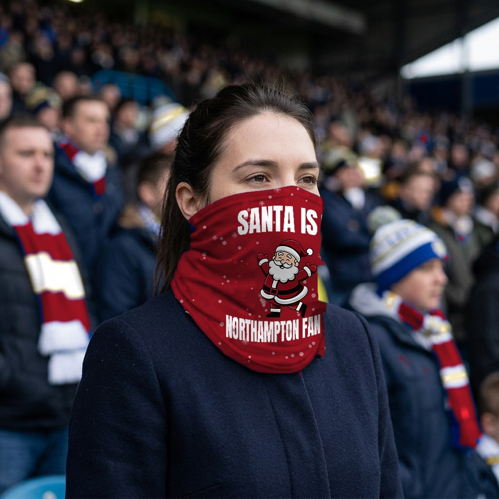 Northampton Town Santa snood lifestyle photo in a football stadium