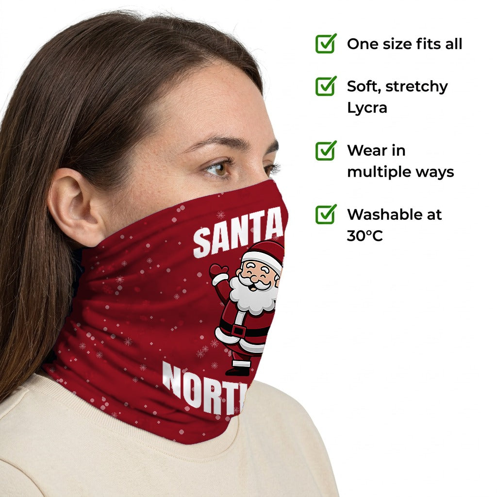 Northampton Town Santa snood side-profile image with product features