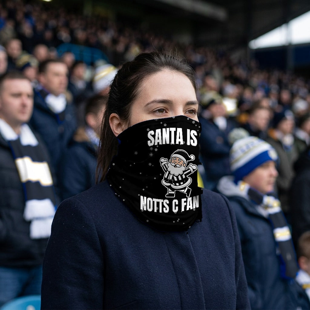 Notts County Santa snood lifestyle photo in a football stadium