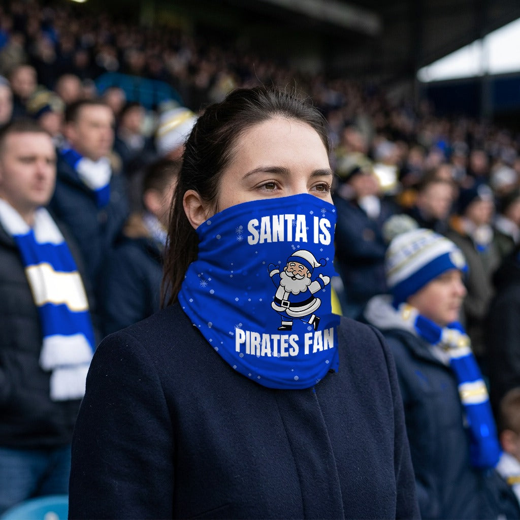 Bristol Rovers Santa snood lifestyle photo in a football stadium