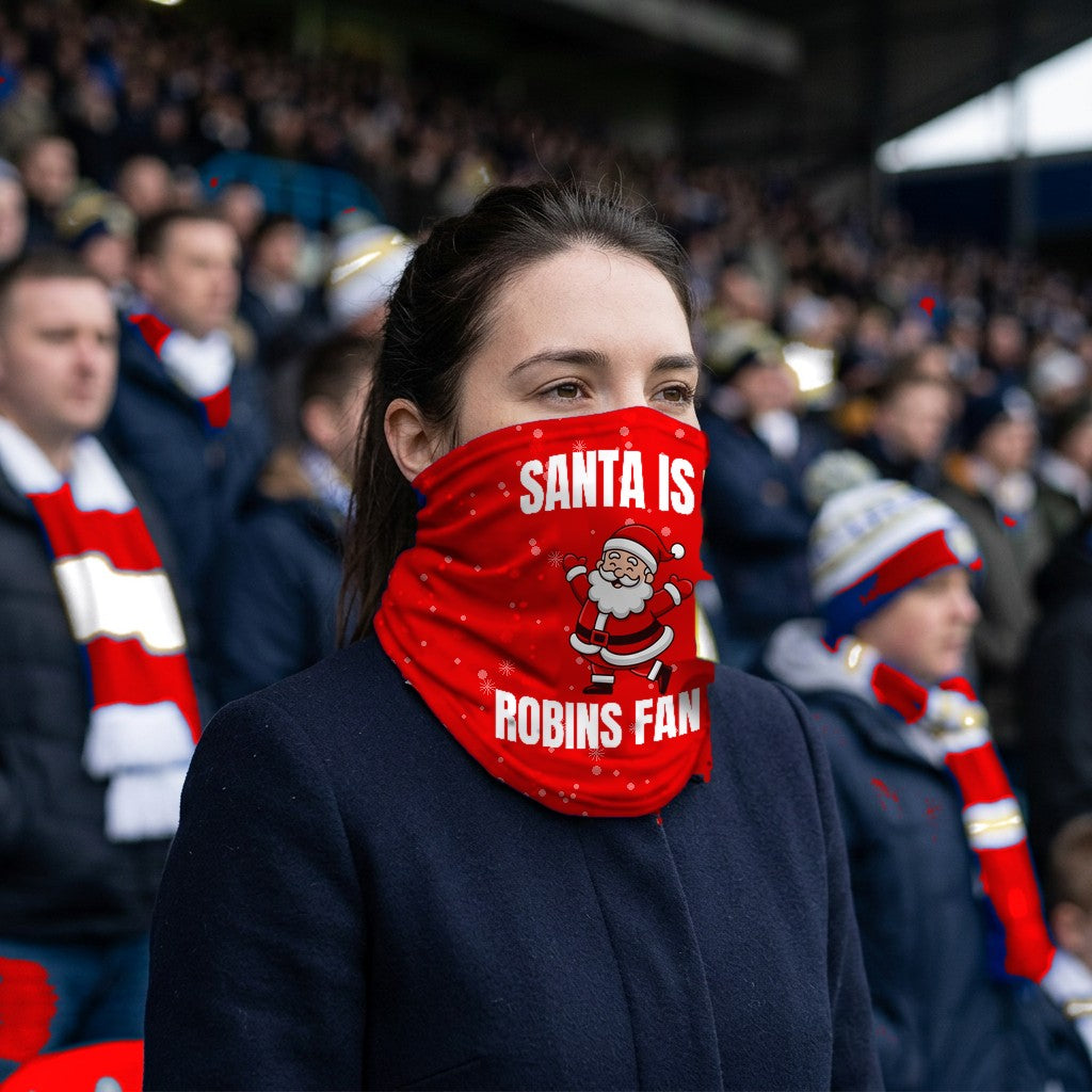 Bristol City Santa snood lifestyle photo in a football stadium