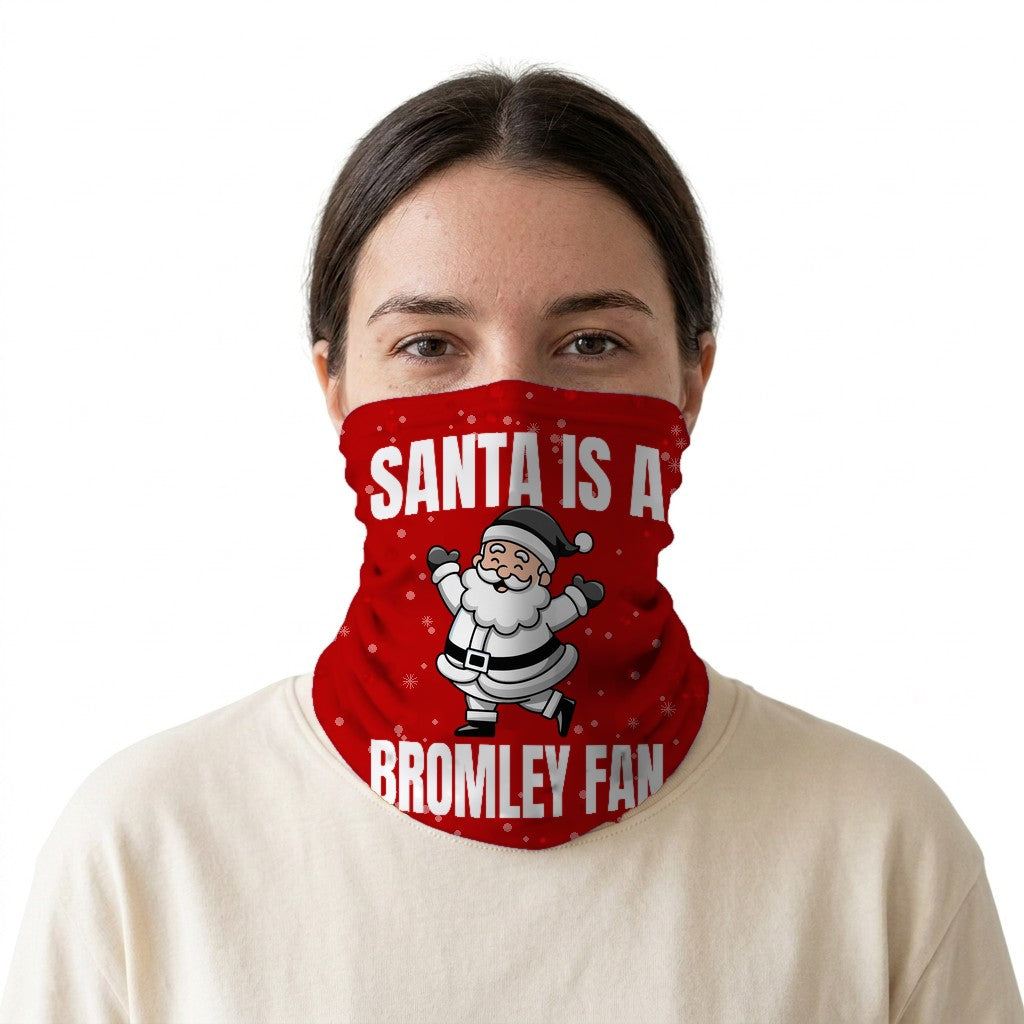 Santa is a Bromley Fan snood on a white background