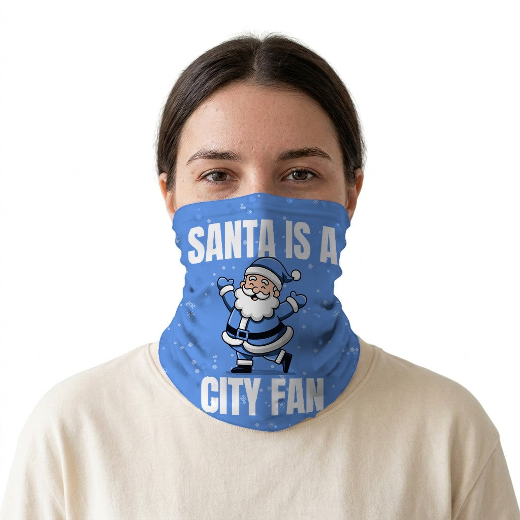 Santa is a City Fan snood on a white background