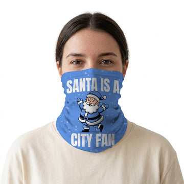 Santa is a City Fan snood on a white background