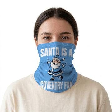 Santa is a Coventry Fan snood on a white background