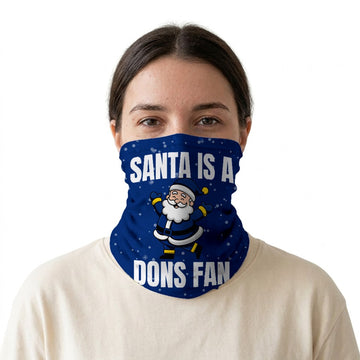 Santa is a Wimbledon Dons Fan snood on a white background