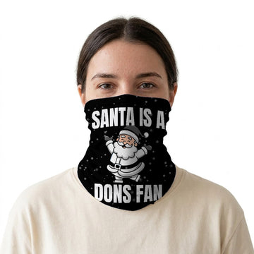 Santa is a Dons Fan snood on a white background