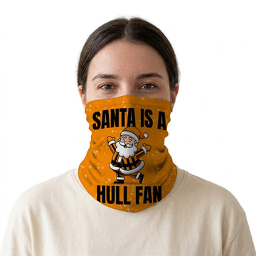 Santa is a Hull Fan snood on a white background