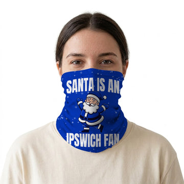 Santa is an Ipswich Fan snood on a white background