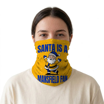 Santa is a Mansfield Fan snood on a white background