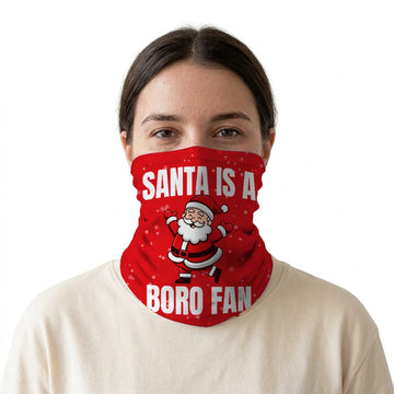 Santa is a Middlesbrough Fan snood on a white background