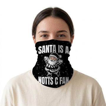 Santa is a Notts C Fan snood on a white background