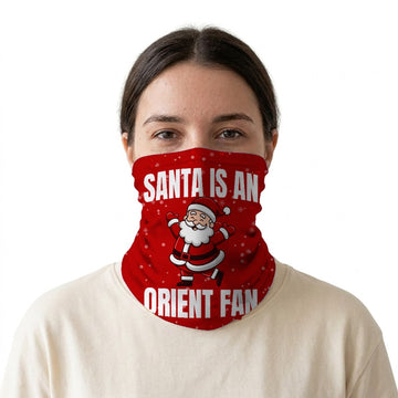 Santa is an Orient Fan snood on a white background