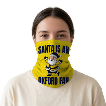 Santa is an Oxford Fan snood on a white background