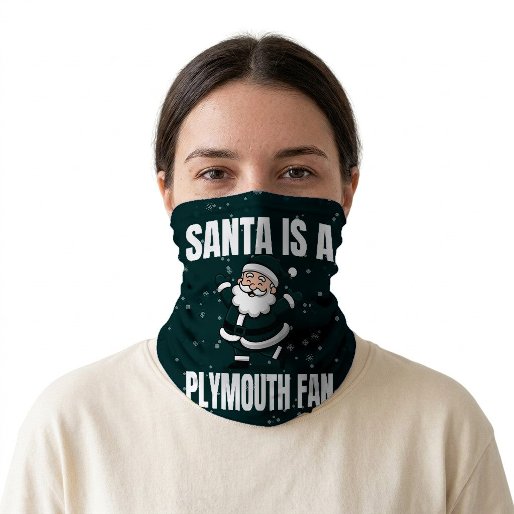 Santa is a Plymouth Fan snood on a white background