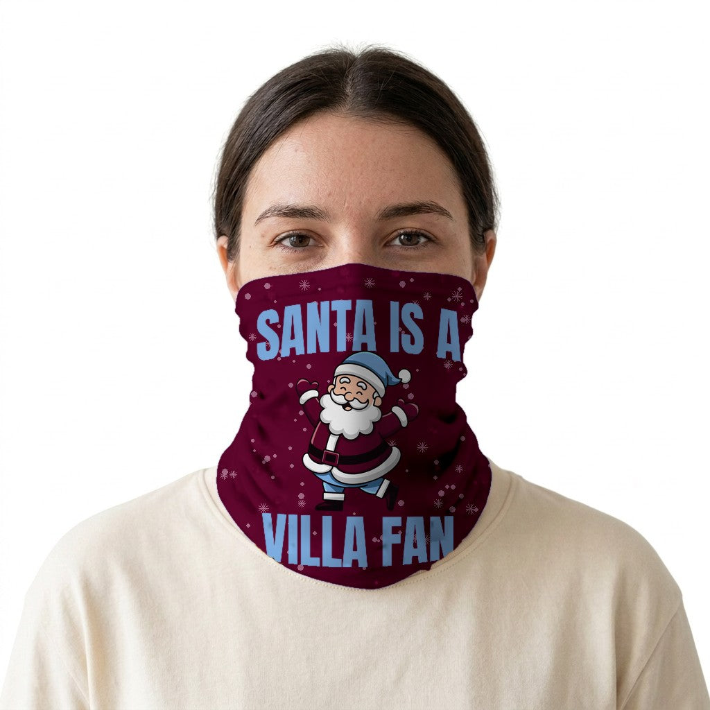 Santa is a Villa Fan snood on a white background