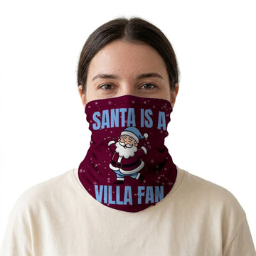 Santa is a Villa Fan snood on a white background