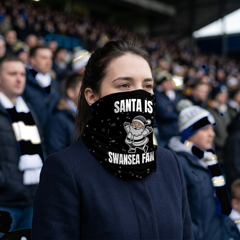 Swansea City Santa snood lifestyle photo in a football stadium