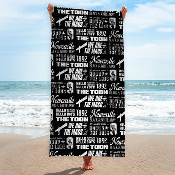 Newcastle - Word Montage - Beach Towel - Microfibre Retro Beach Towel - 150cm x 75cm