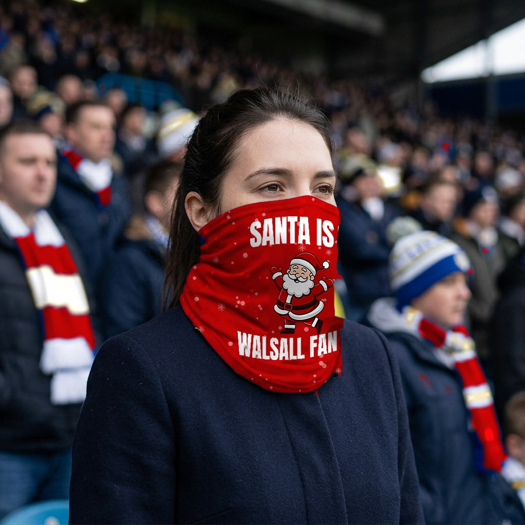 Walsall Santa snood lifestyle photo in a football stadium