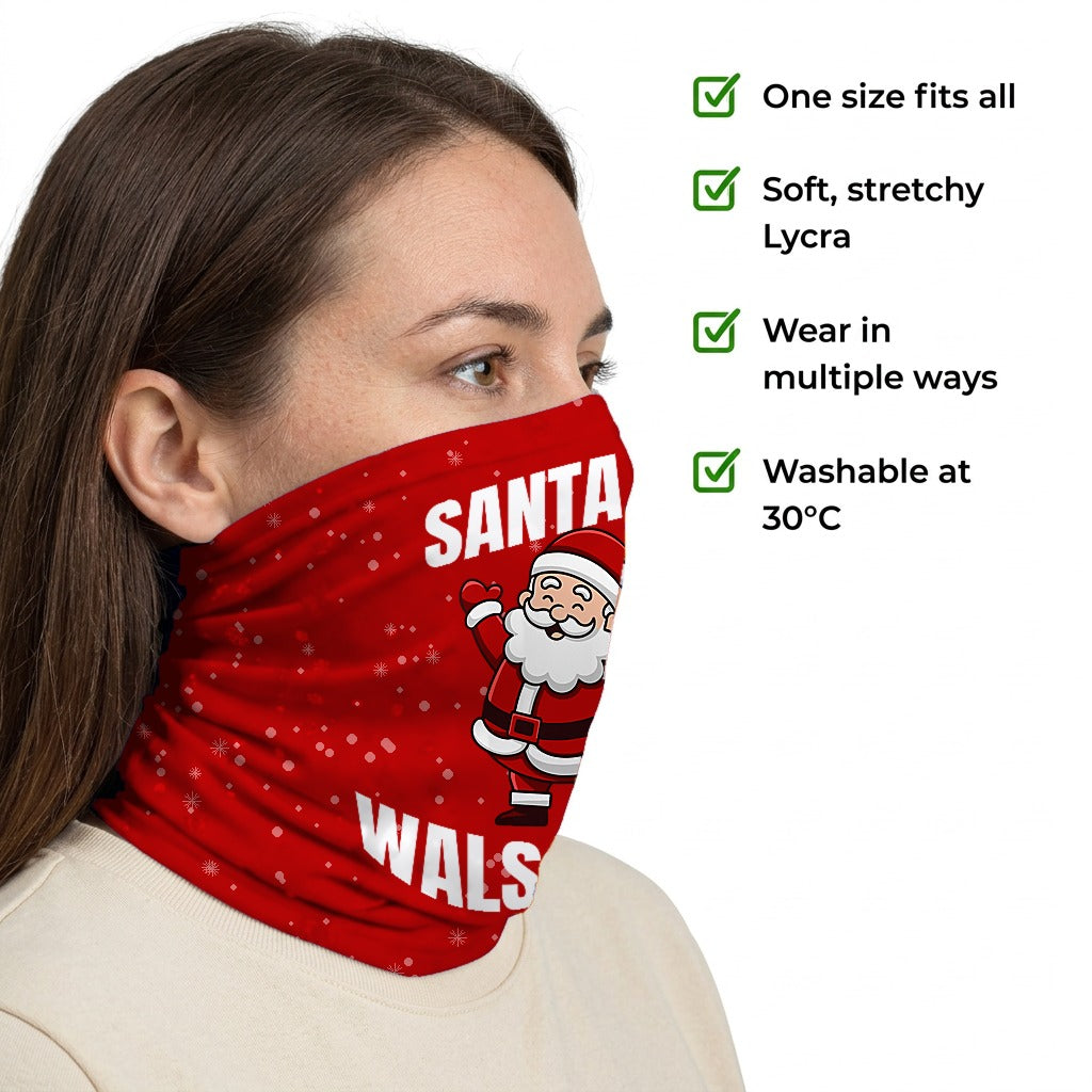 Walsall Santa snood side-profile image with product features