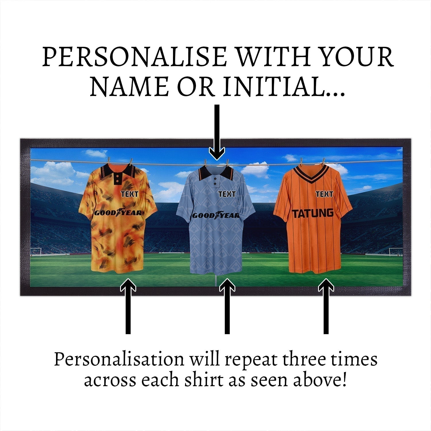 Retro Hanging Football Shirts - Personalised Bar Runner