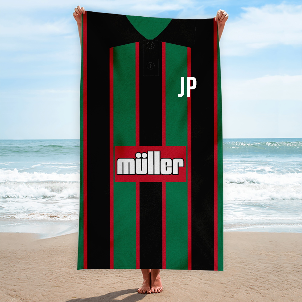 Aston Villa - 1994 - Away Shirt - Personalised Vintage Beach Towel 