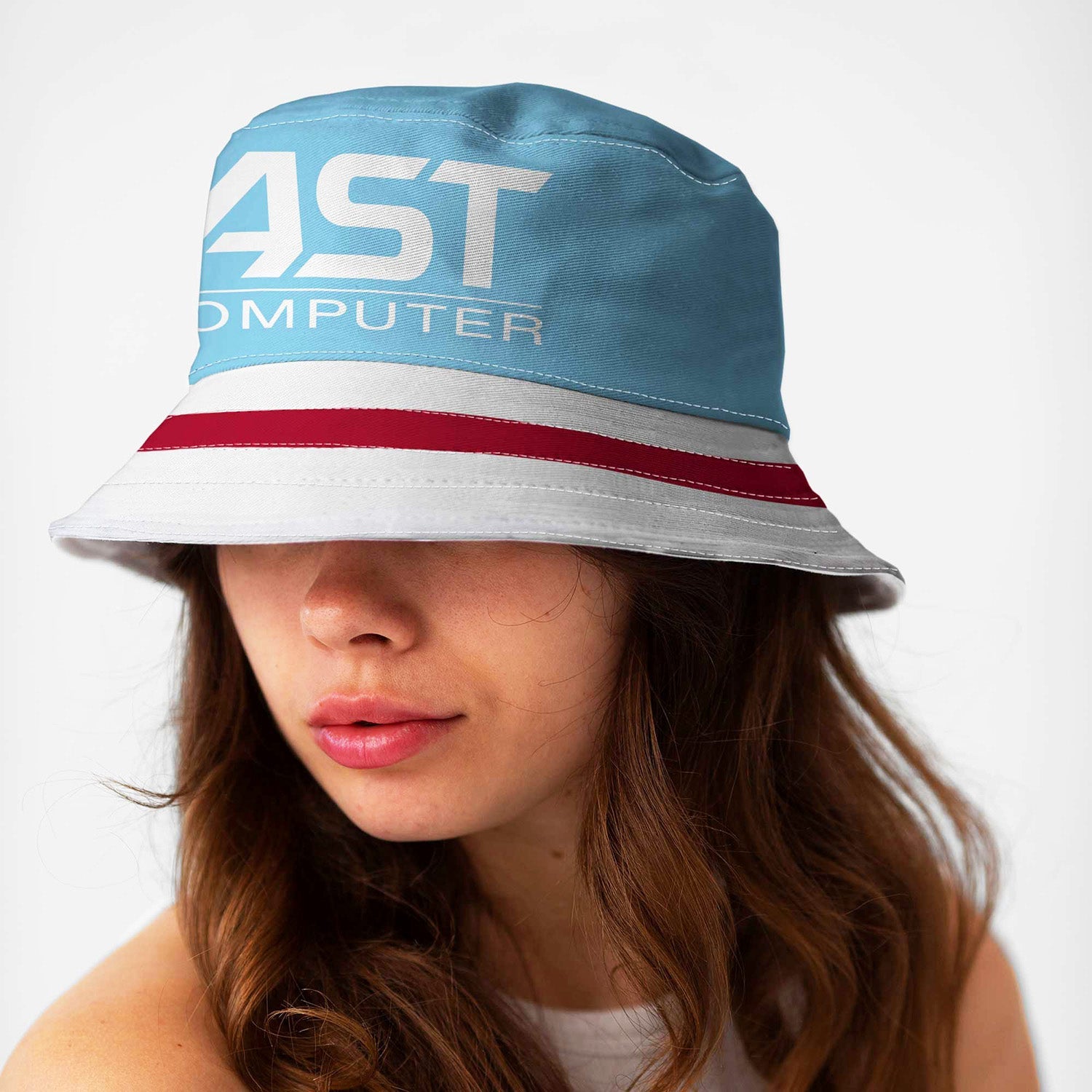 Aston Villa 1998 Away Bucket Hat on woman's head