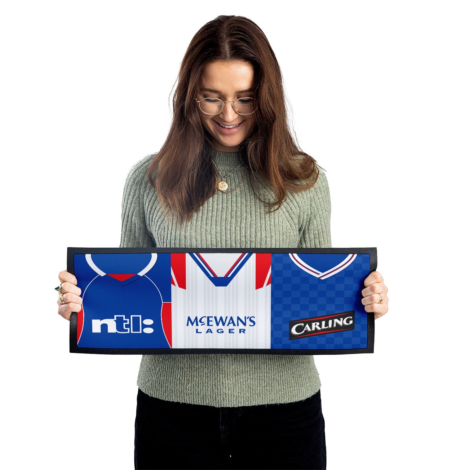 Personalised Rangers - Style 3 - Retro Football Shirts - Bar Runner