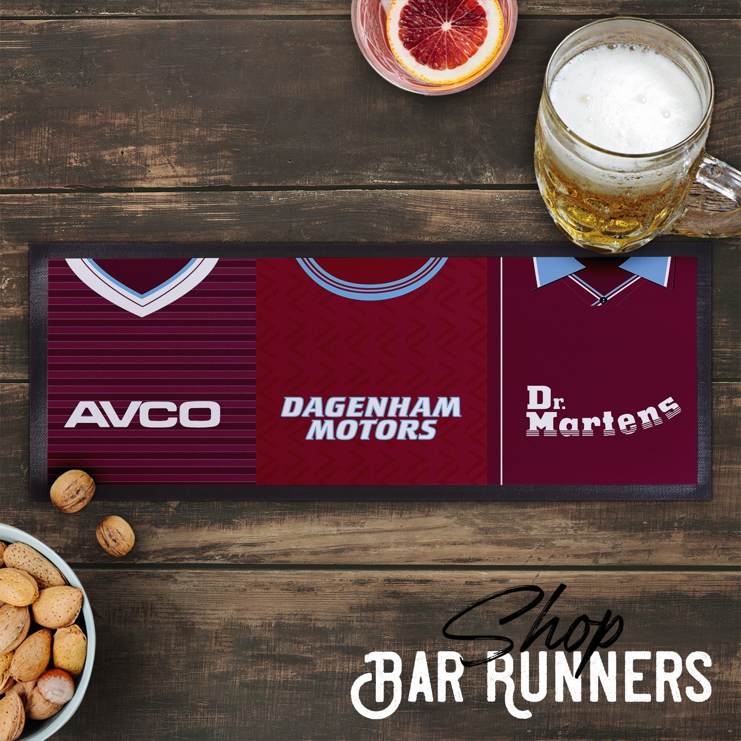 Personalised West Ham - Retro Football Shirts - Bar Runner