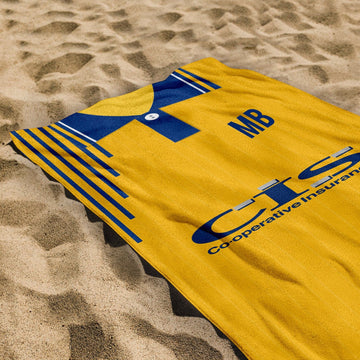 Blackburn - 1990 Away Shirt - Personalised Retro Beach Towel - 150cm x 75cm