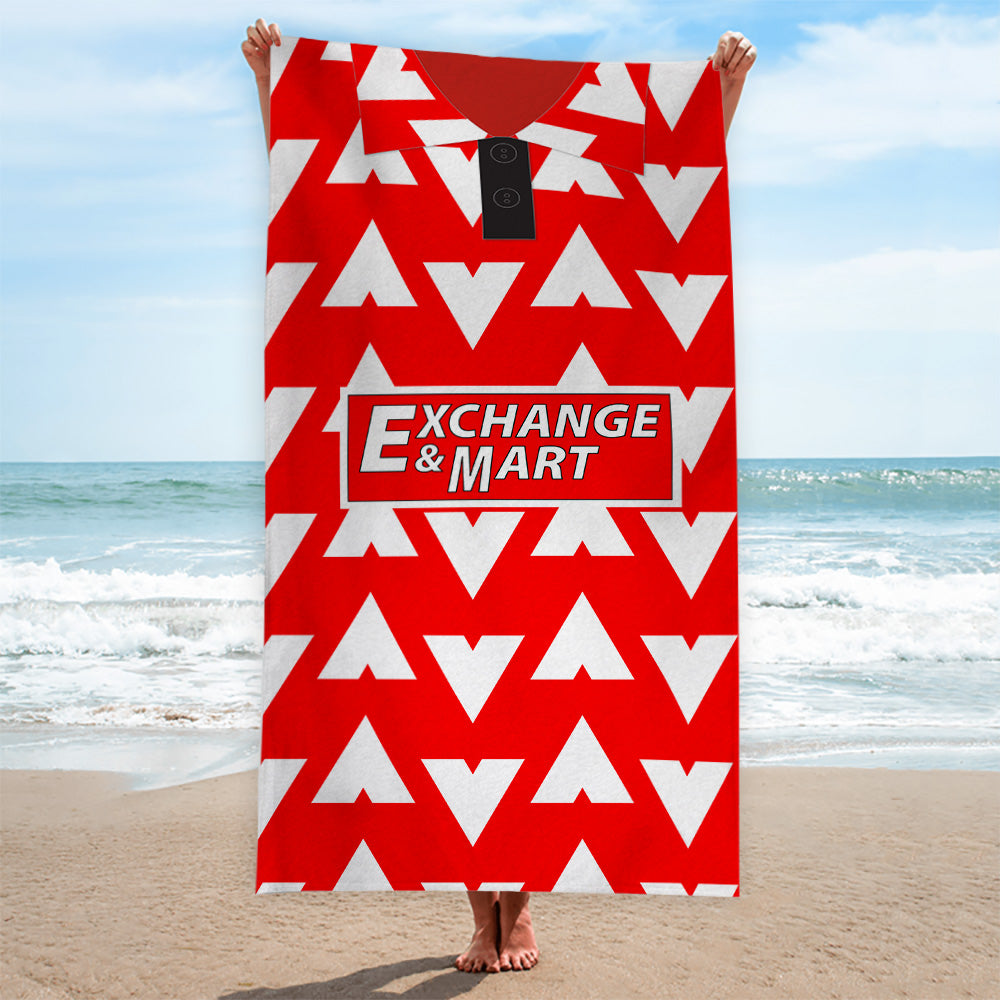 Bournemouth 1993 Home Shirt - Personalised Lightweight, Microfibre Retro Beach Towel