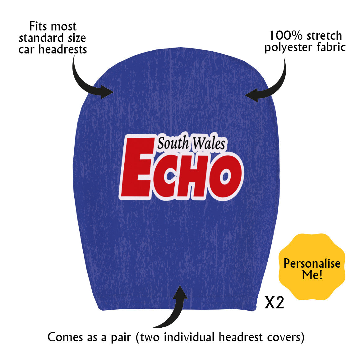 Cardiff 1992 Home - Retro Football Shirt - Pack of 2 - Car Seat Headrest Covers