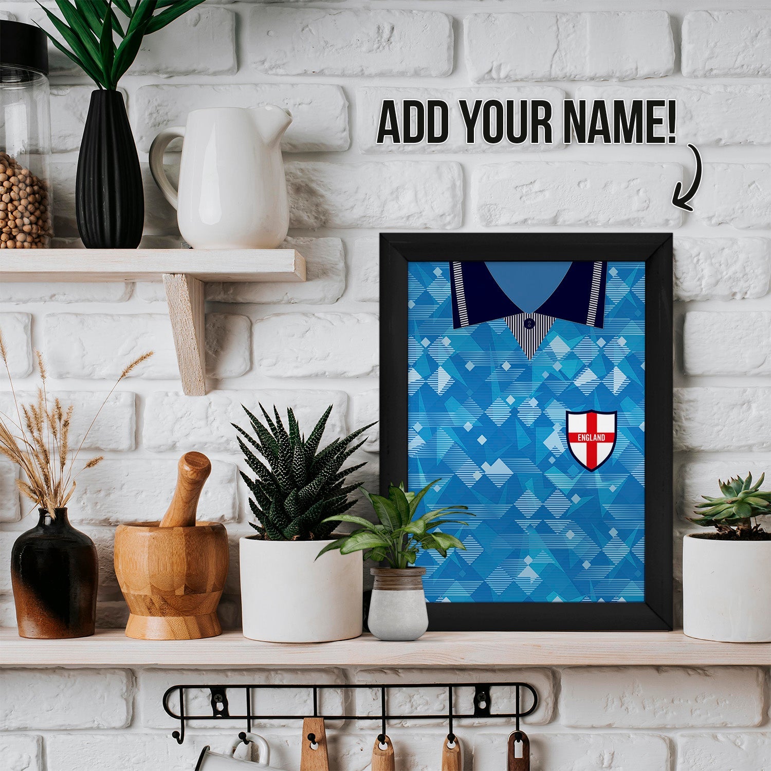 Personalised England - 1990 Third Shirt - A4 Metal Sign Plaque 