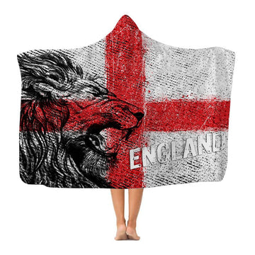 England - St George - Lion Sketch - Hooded Blanket