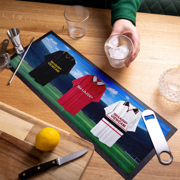 Manchester Red Retro Retro Hanging Football Shirts - Personalised Bar Runner