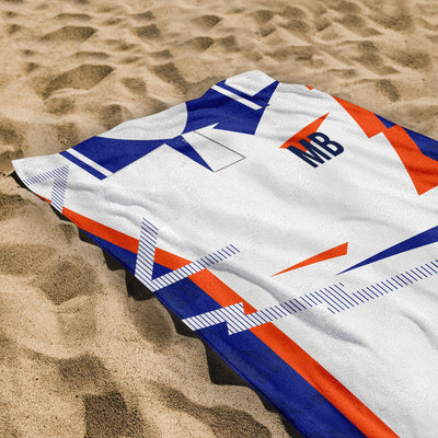 Luton -1992 Home Shirt - Personalised Retro Beach Towel - 150cm x 75cm