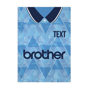 Personalised Manchester Blue Retro - 1989 Home Shirt - A4 Metal Sign Plaque - Frame Options Available