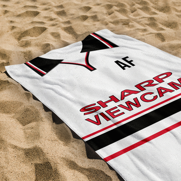 Manchester Red - 1999 - Away Shirt - Personalised Lightweight, Microfibre Retro Beach Towel - 150cm x 75cm