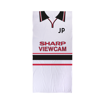 Manchester Red - 1999 - Away Shirt - Personalised Lightweight, Microfibre Retro Beach Towel - 150cm x 75cm