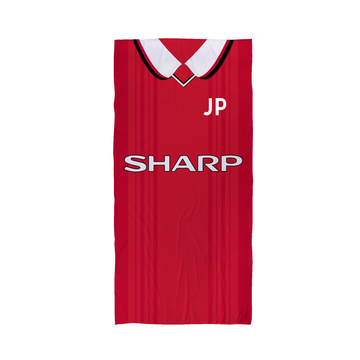 Manchester Red - 1999 - Home Shirt - Personalised Lightweight, Microfibre Retro Beach Towel - 150cm x 75cm