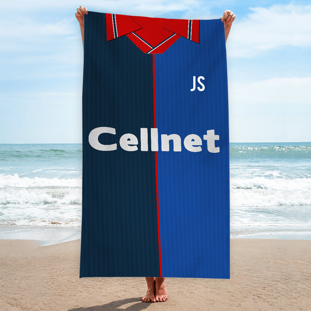 Middlesbrough - 1997 Away Shirt - Personalised Retro Beach Towel - 150cm x 75cm