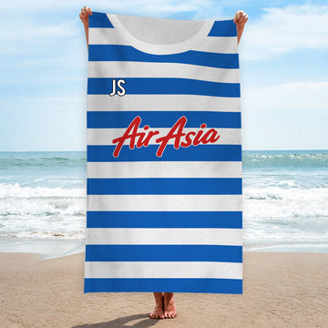The Hoops - 2015 Home Shirt - Personalised Retro Lightweight, Microfibre Beach Towel - 150cm x 75cm