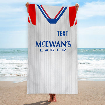 Rangers - 1992 Away Shirt - Personalised Retro Beach Towel - 150cm x 75cm
